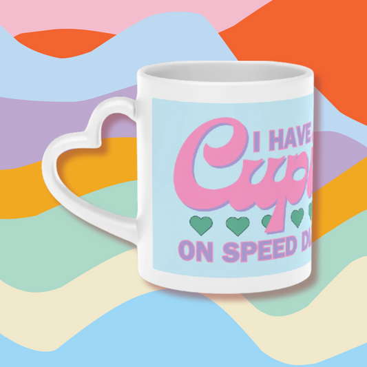 Cupid on Speed Dial Heart-Shaped Mug